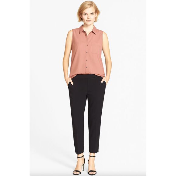 EUC Theory Yarine TS 100% Silk Sleeveless Blouse Deep Cameo Pink Small Workwear - Picture 2 of 16